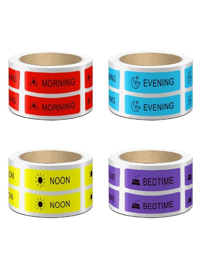 FEXICHUJI 2000 Pcs Pre-Cut Medicine Stickers Medication Instruction Labels Morning Noon Evening Bedtime Medication Reminder Stickers for Pill Case Planner or Pocket Pharmacy Labels (500 Per Roll 4 Rolls - Image 1